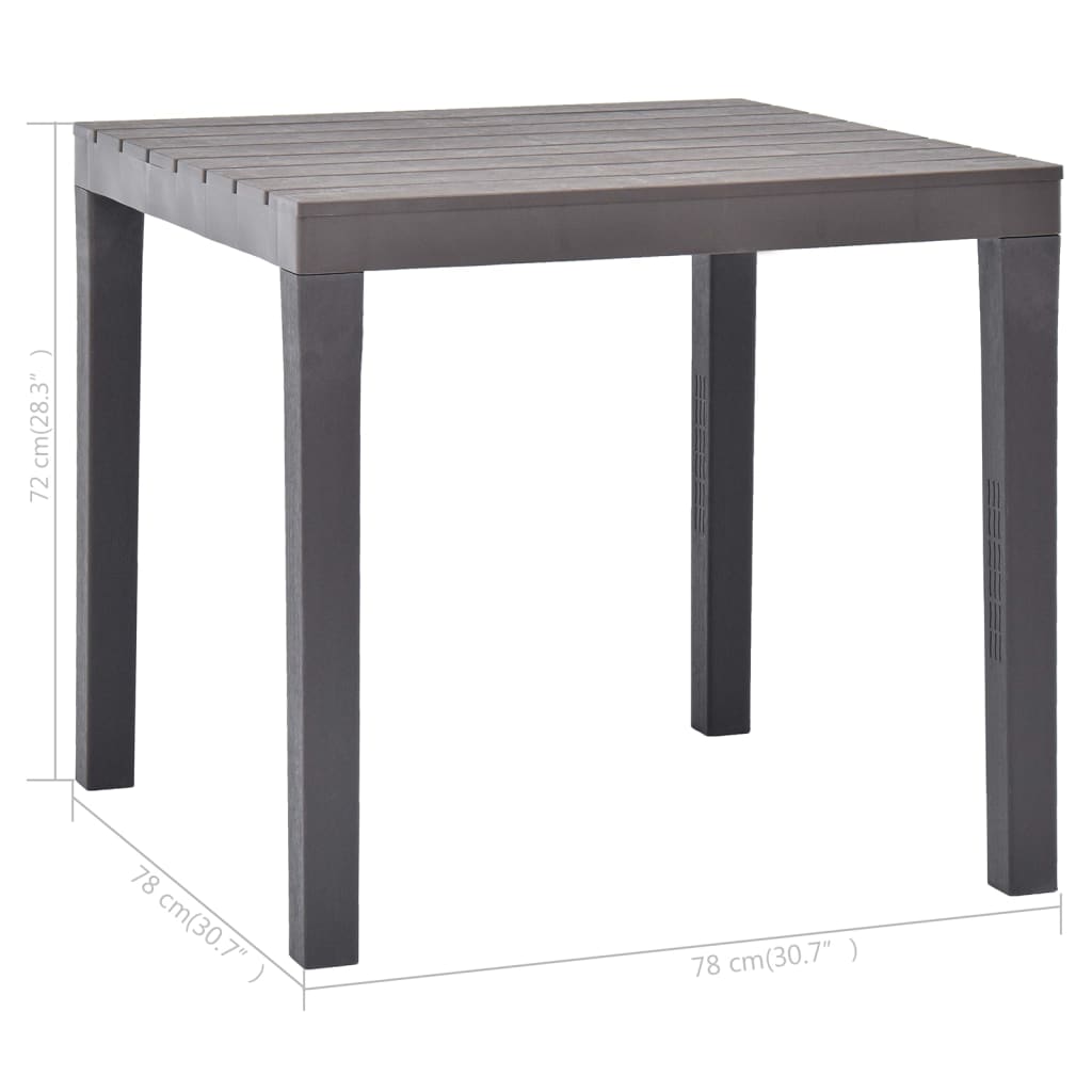 vidaXL Puutarhapöytä mokka 78x78x72 cm muovi