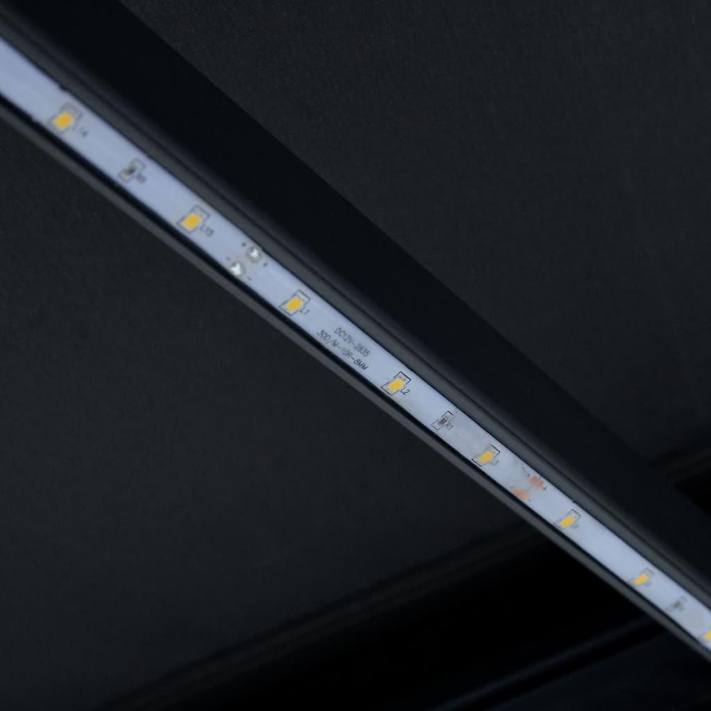 vidaXL Manuaalisesti kelattava markiisi LEDillä 300x250 cm antrasiitti