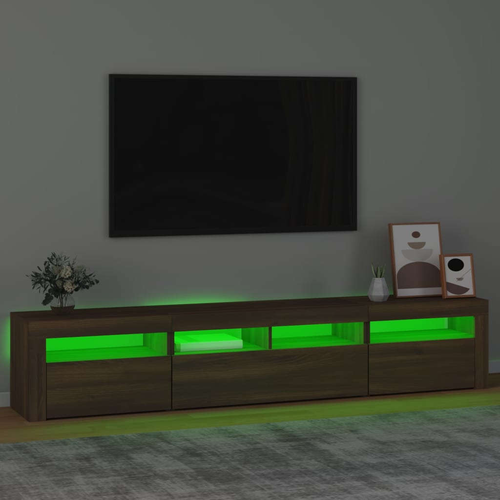 vidaXL TV-taso LED-valoilla ruskea tammi 210x35x40 cm