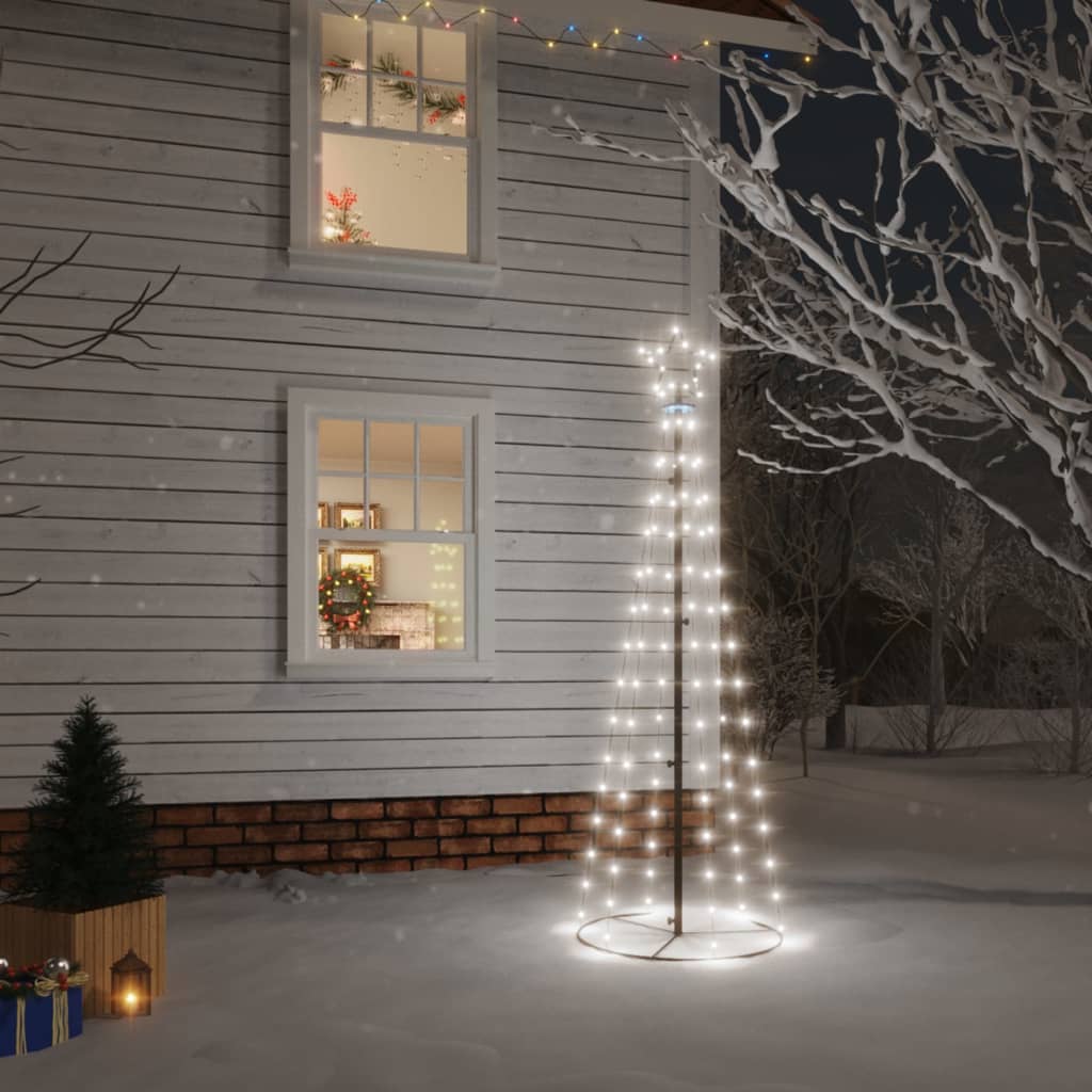 vidaXL Kartio joulukuusi 108 kylmän valkoista LED-valoa 70x180 cm