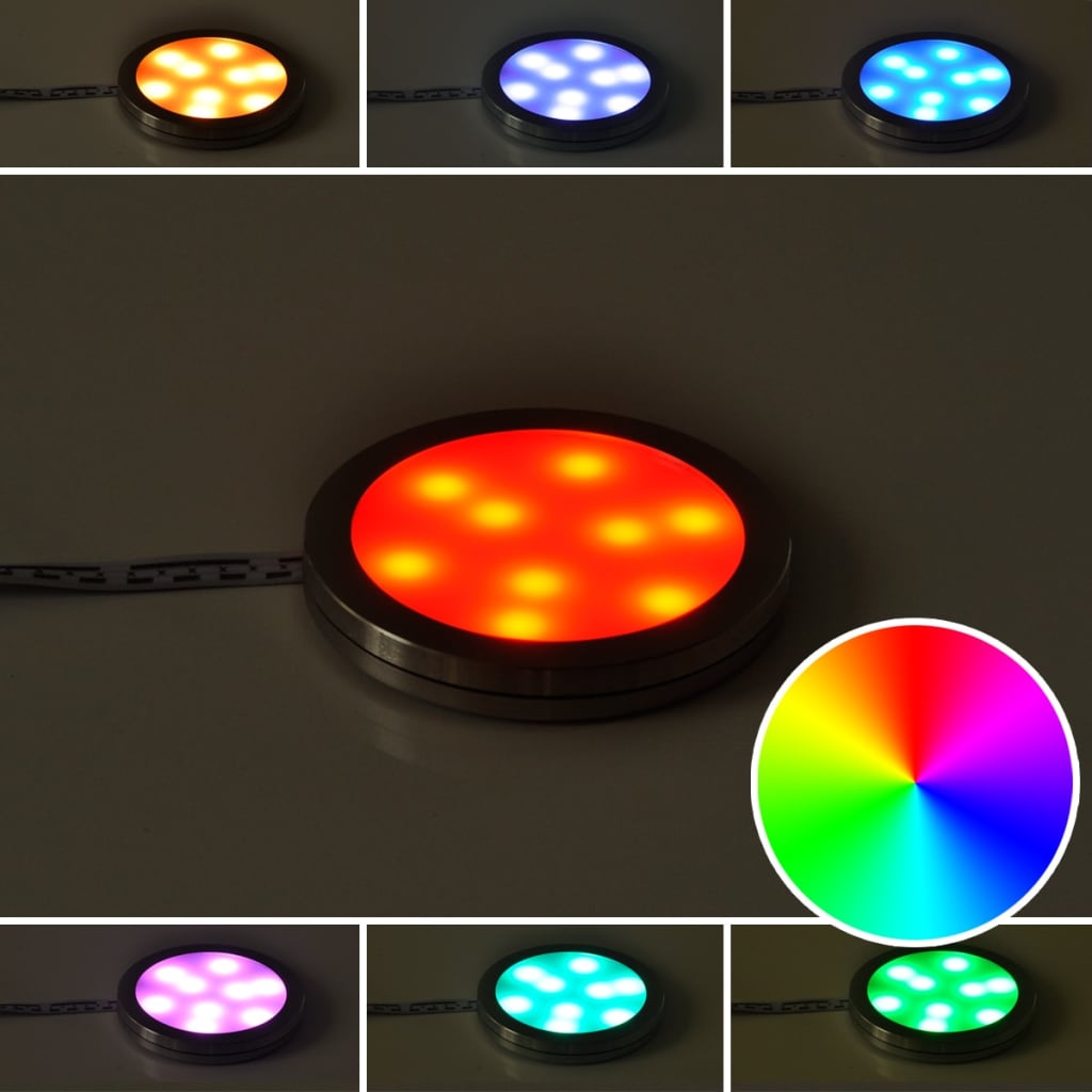 Pyöreä LED Valosarja Hyllyyn 4 kpl (RGB-ohjain+kauko-ohjain+muuntaja)