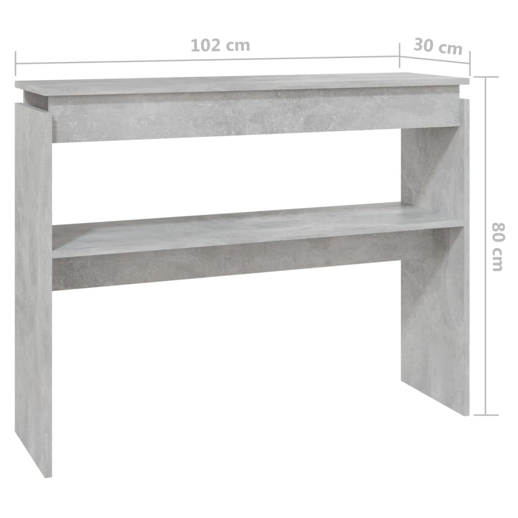 vidaXL Konsolipöytä betoninharmaa 102x30x80 cm tekninen puu