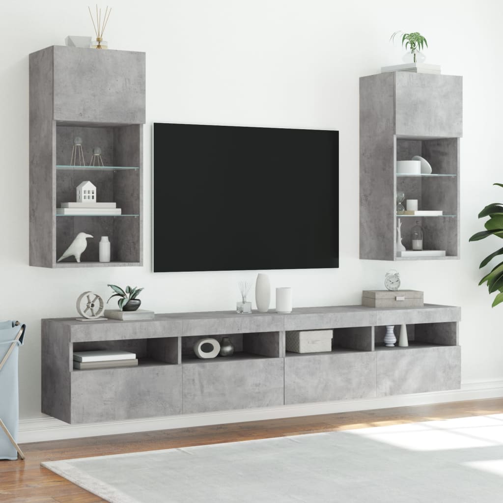 vidaXL TV-kaapit LED-valoilla 2 kpl betoninharmaa 40,5x30x90 cm