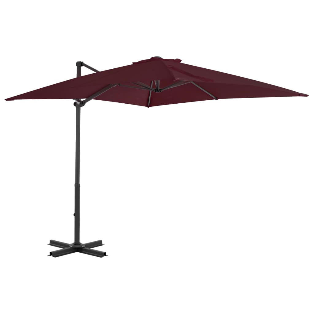 vidaXL Riippuva aurinkovarjo alumiinipylväällä viininpun. 250x250 cm
