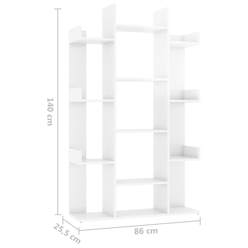 vidaXL Kirjahylly korkeakiilto valkoinen 86x25,5x140 cm lastulevy