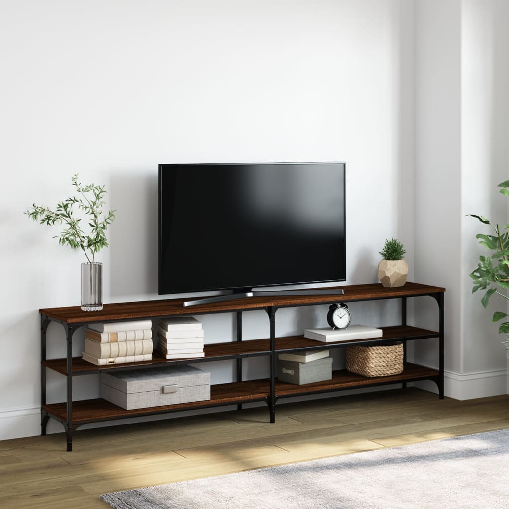 vidaXL TV-taso ruskea tammi 180x30x50 cm tekninen puu ja metalli
