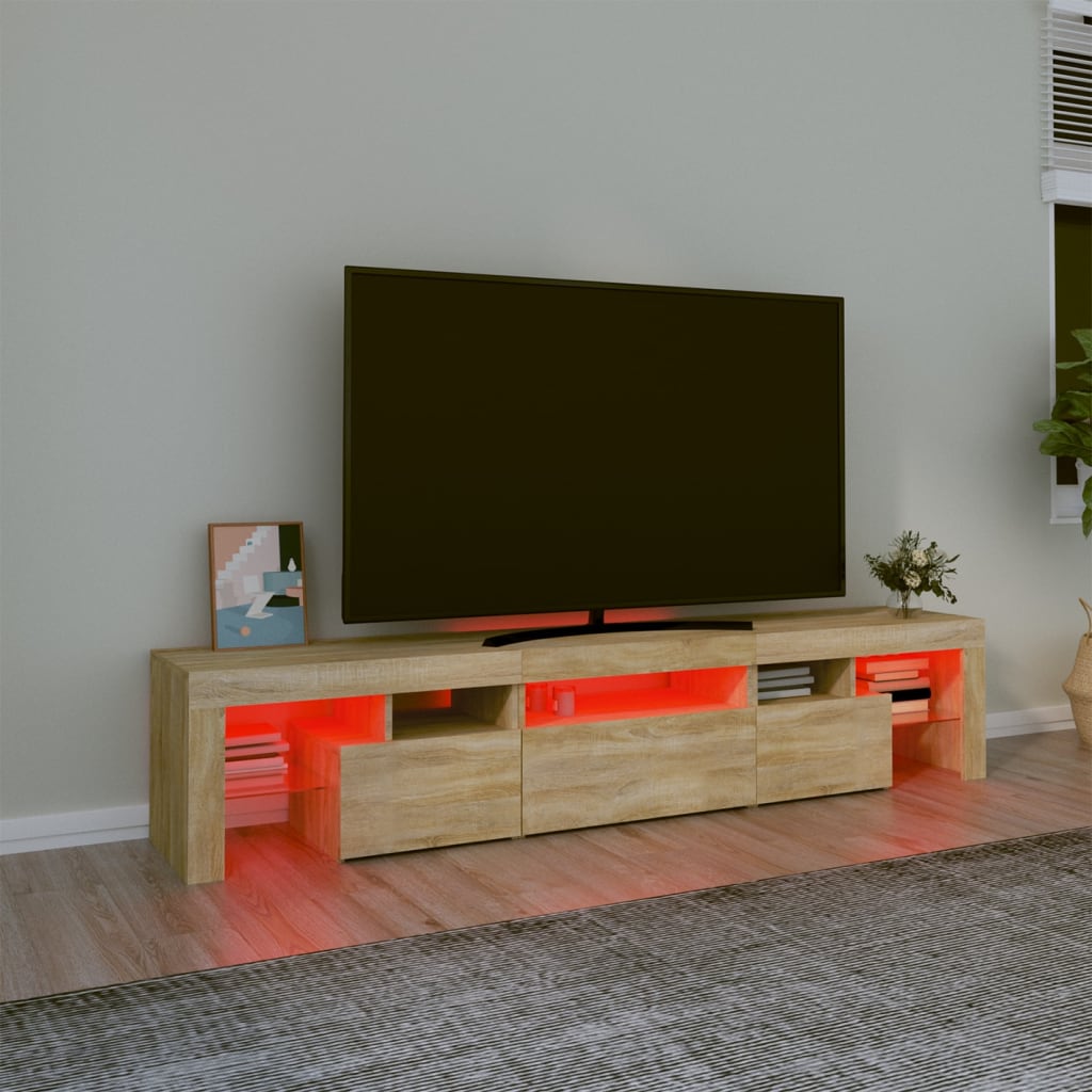 vidaXL TV-taso LED-valoilla Sonoma-tammi 200x36,5x40 cm