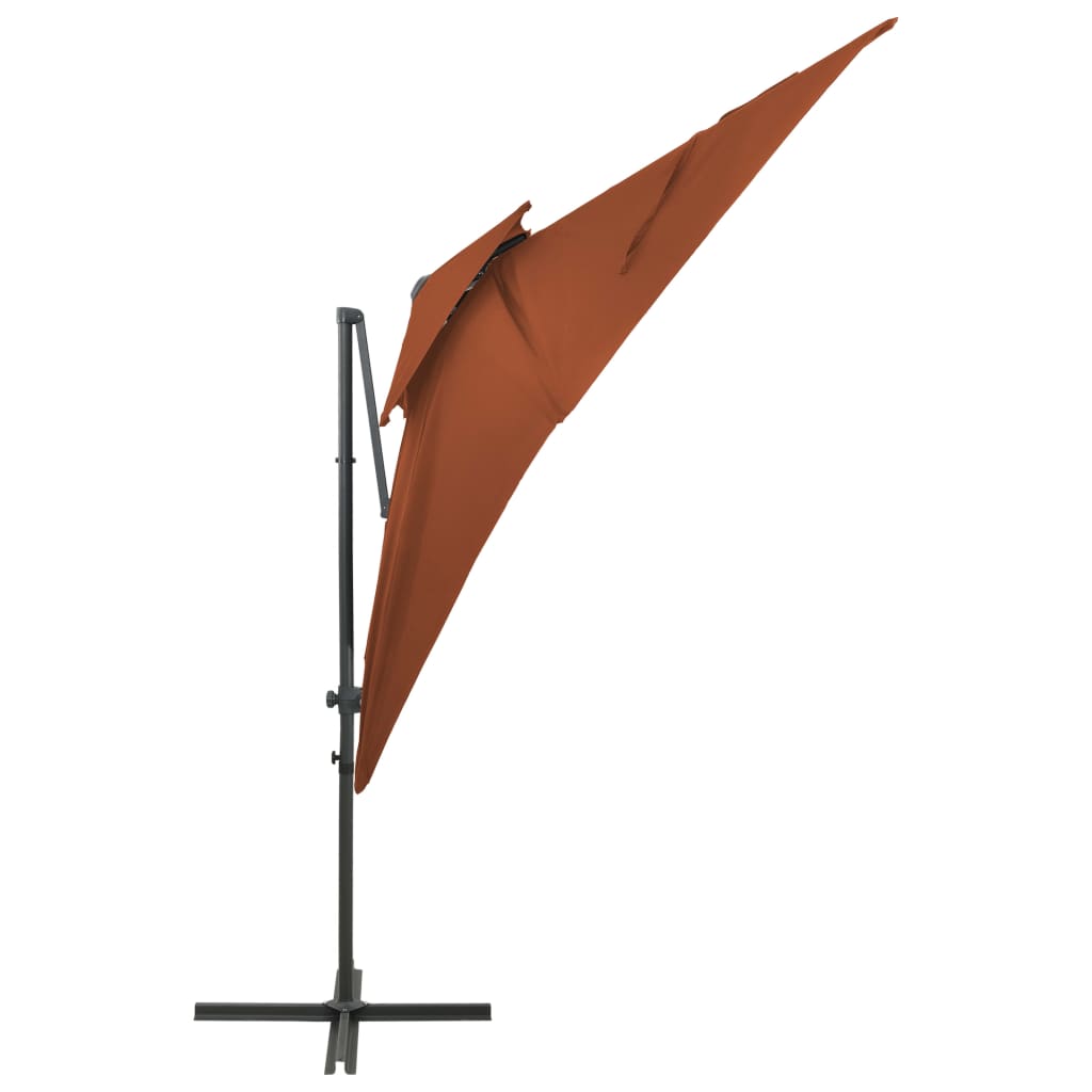 vidaXL Riippuva aurinkovarjo tuplakatolla terrakotta 250x250 cm