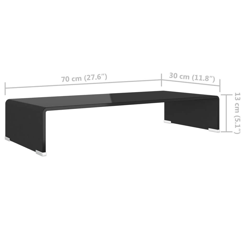 vidaXL TV-taso/Näyttöteline Musta lasi 70x30x13 cm
