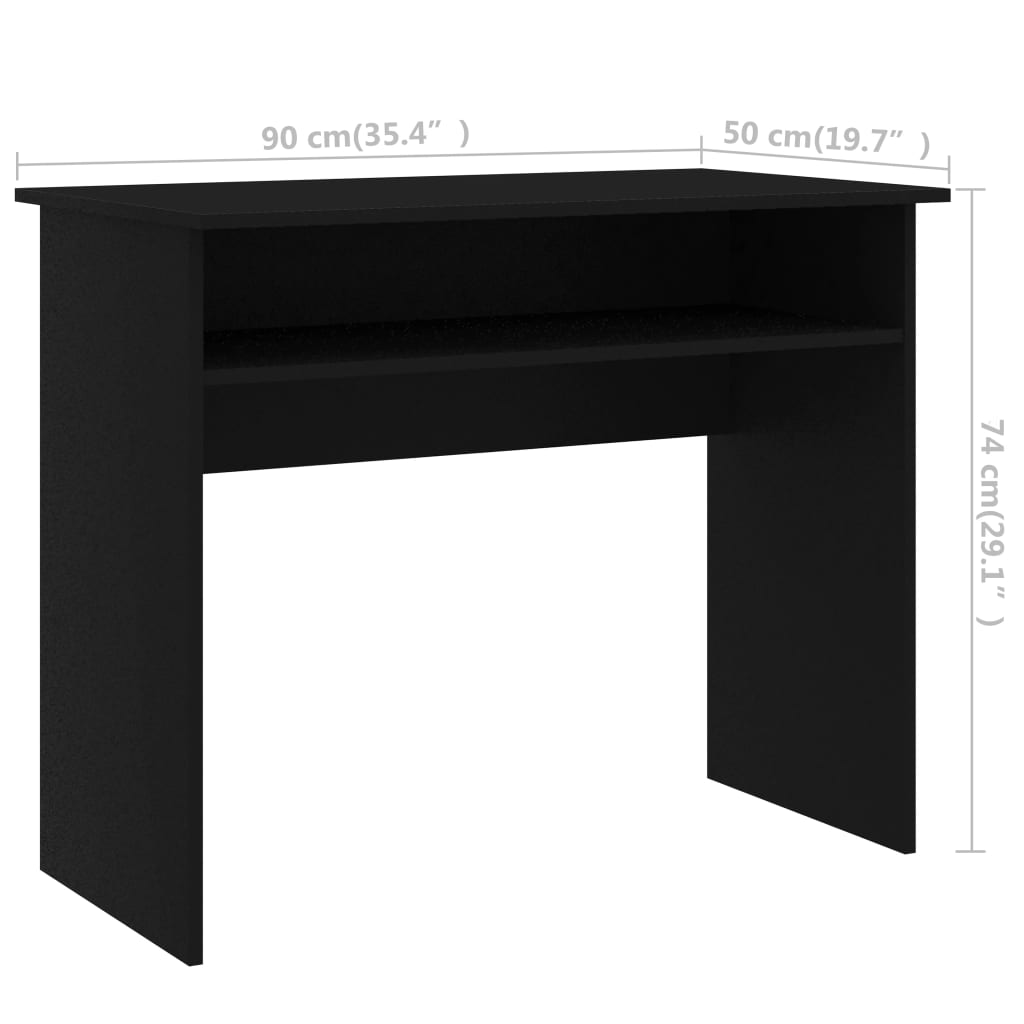 vidaXL Työpöytä musta 90x50x74 cm lastulevy