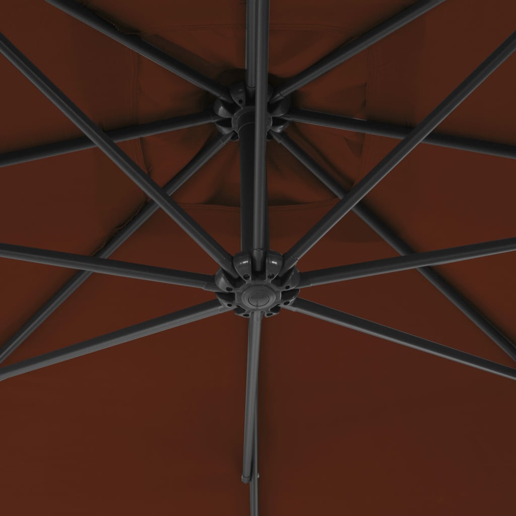 vidaXL Riippuva aurinkovarjo teräspylväällä 250x250 cm terrakotta