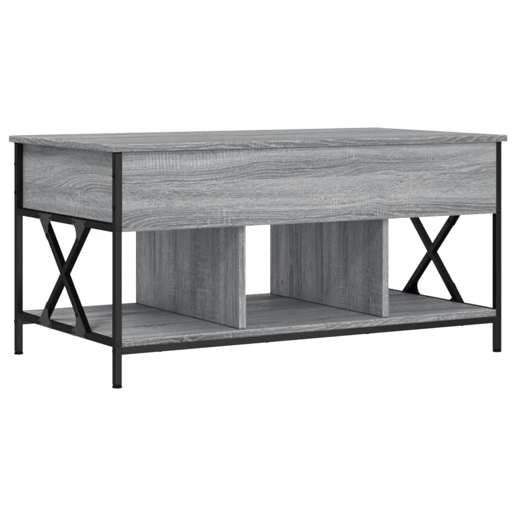 vidaXL Sohvapöytä harmaa Sonoma 100x55x50 cm tekninen puu ja metalli