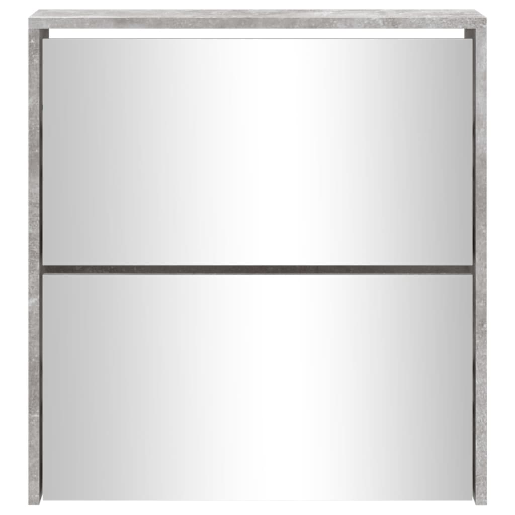 vidaXL Kenkäkaappi peilillä 2-kerroksinen betoninharmaa 63x17x67 cm