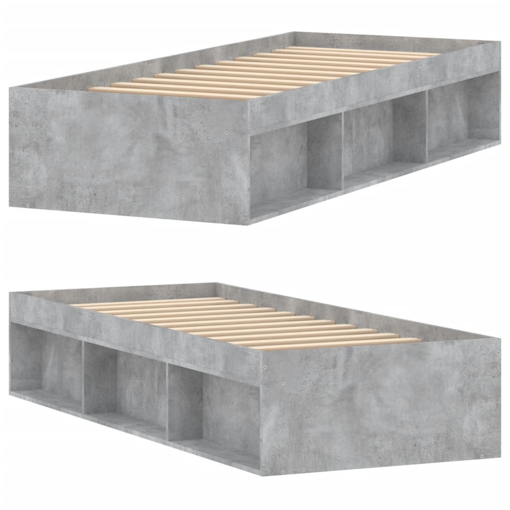 vidaXL Sängynrunko betoninharmaa 75x190 cm Small Single