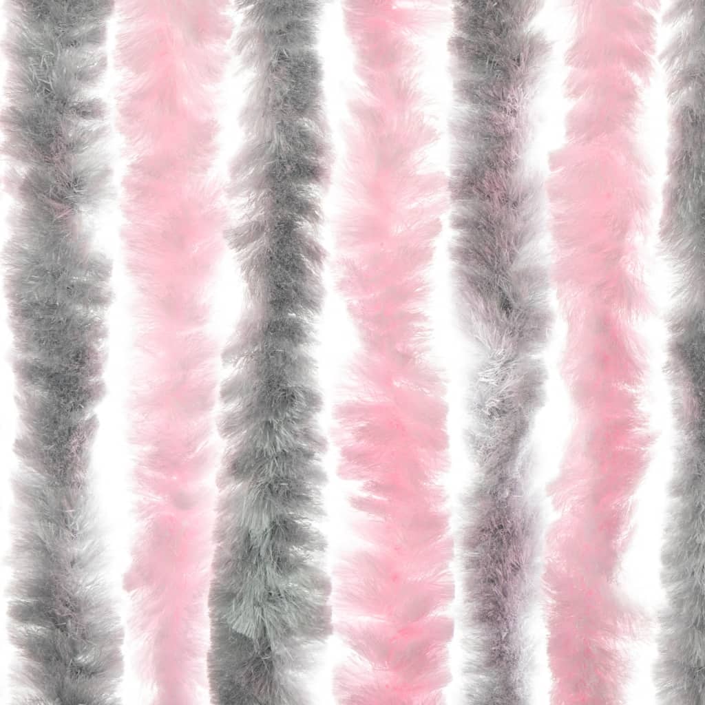 vidaXL Hyönteisverho hopeanharmaa ja pinkki 100x200 cm chenille