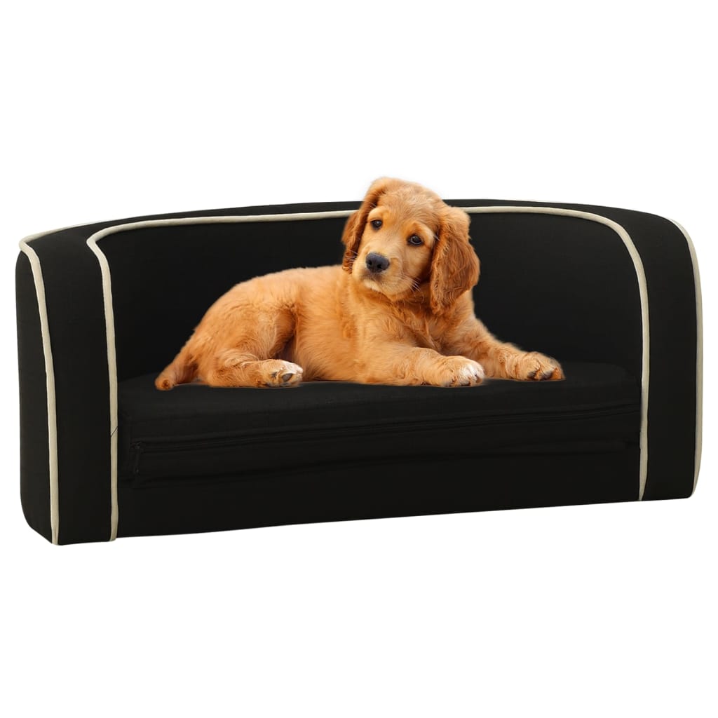 vidaXL Taitettava koiran sohva musta 76x71x30 cm pellava pestävä