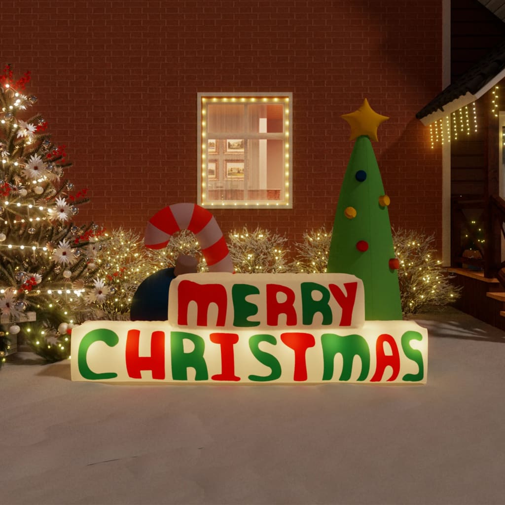vidaXL Täytettävä Merry Christmas koriste LED-valoilla 197 cm