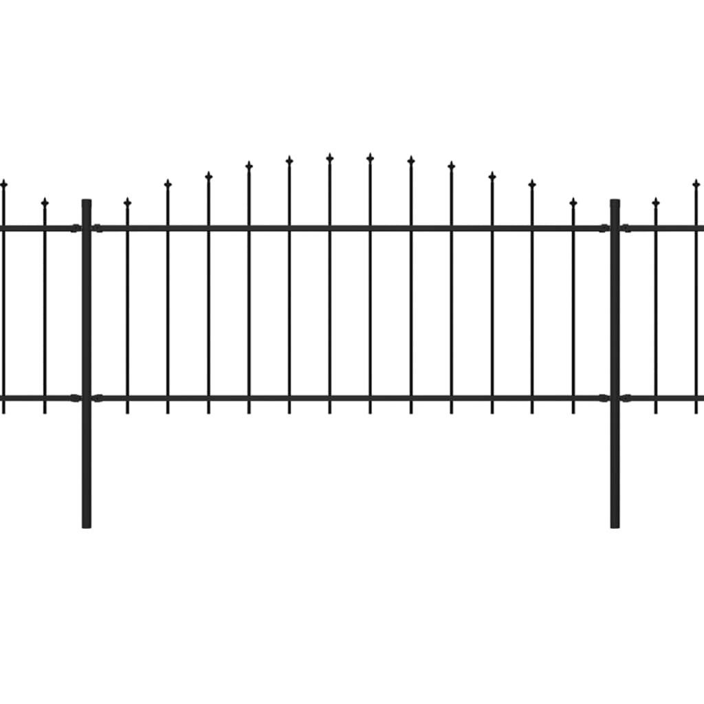 vidaXL Puutarha-aita keihäskärjillä teräs (0,5-0,75)x13,6 m musta
