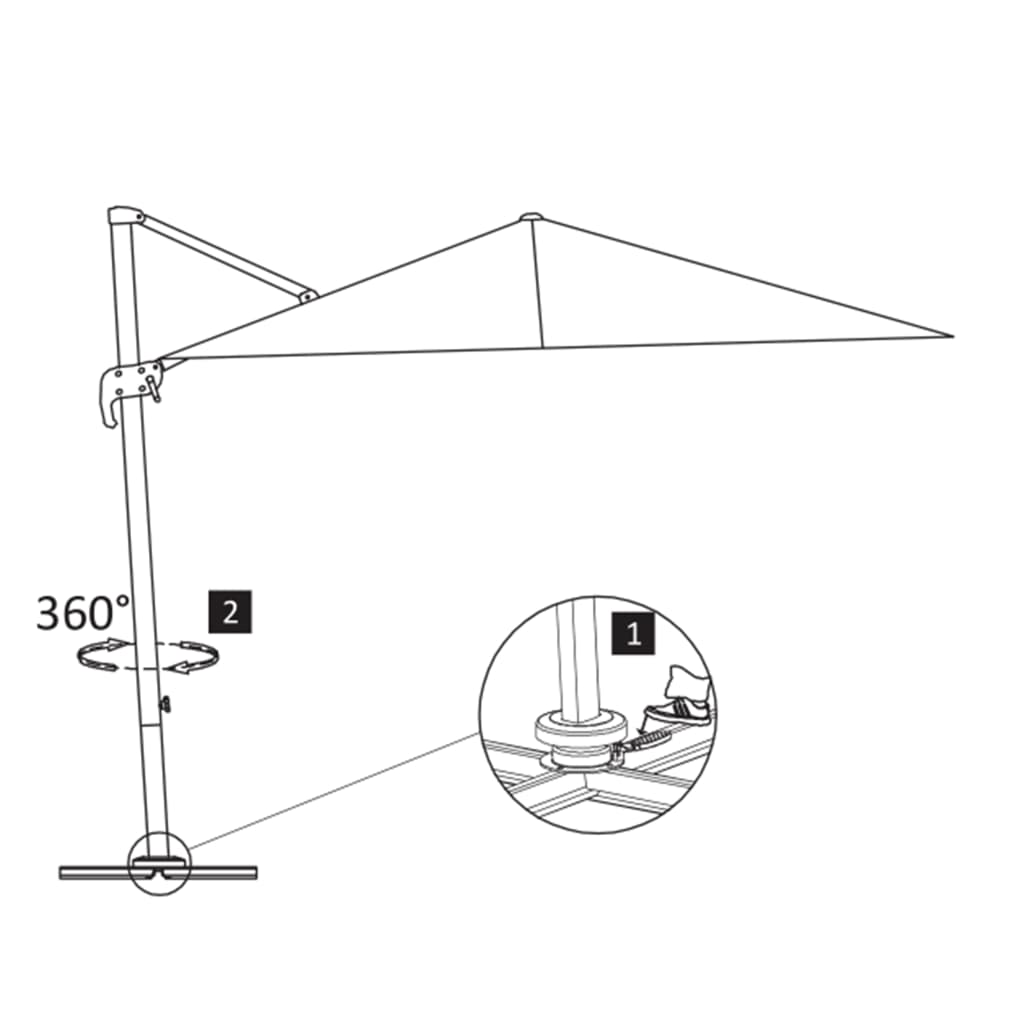 vidaXL Riippuva aurinkovarjo alumiinipylväällä 300x300cm ruskeanharmaa