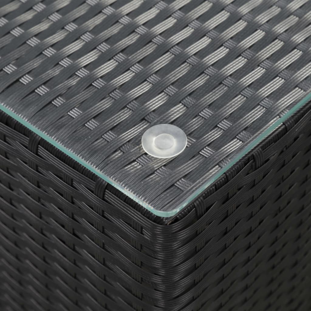 vidaXL Sivupöytä lasipöytälevy musta 35x35x52 cm polyrottinki