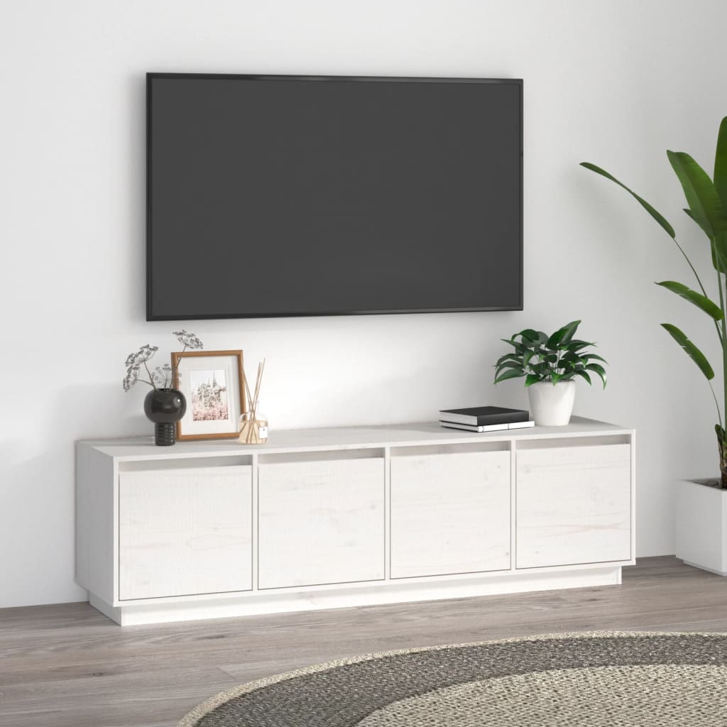 vidaXL TV-taso valkoinen 156x37x45 cm täysi mänty