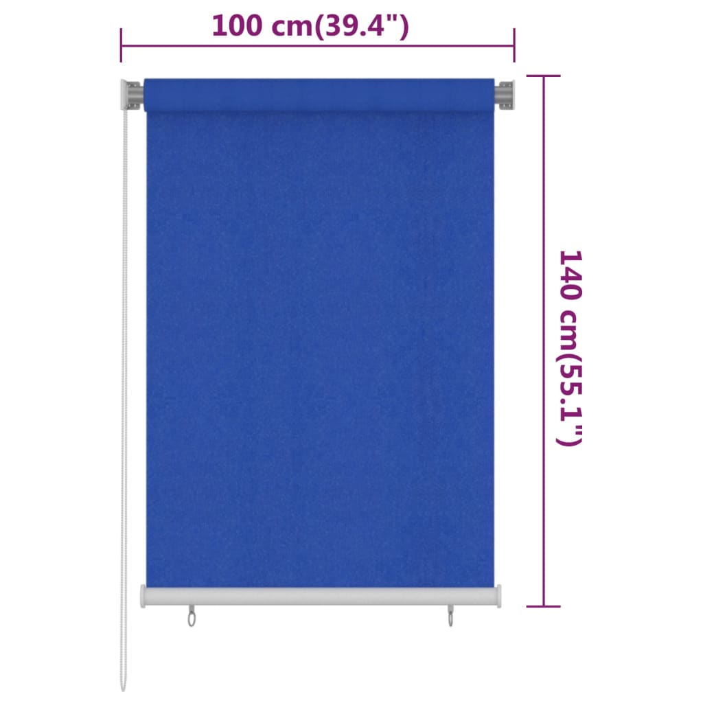 vidaXL Rullaverho ulkotiloihin 100x140 cm sininen HDPE