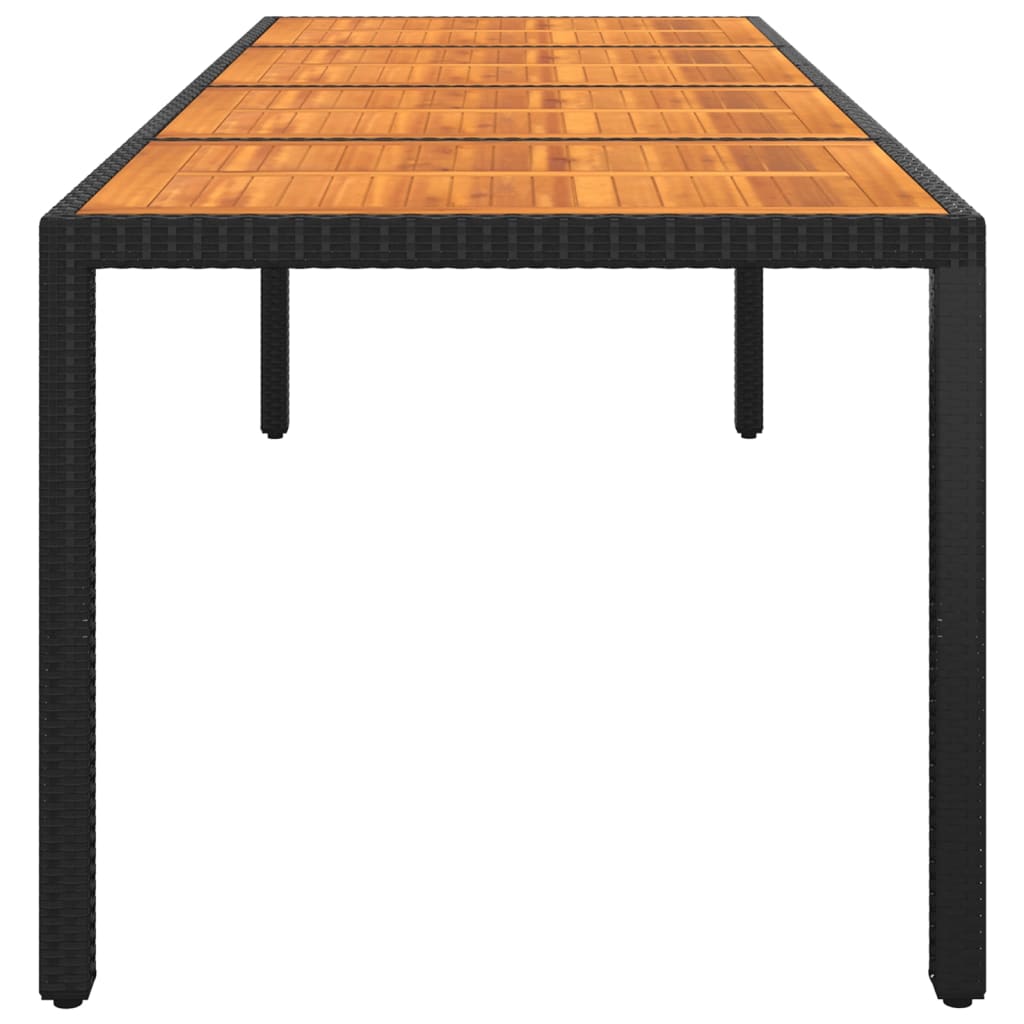 vidaXL Puutarhapöytä 250x100x75 cm akaasiapuu ja polyrottinki musta