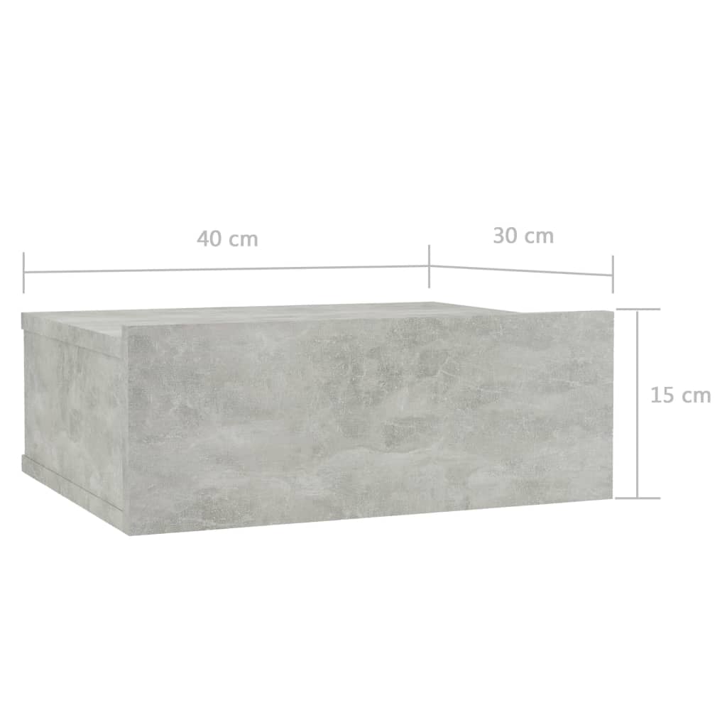 vidaXL Kelluvat yöpöydät 2 kpl betoninharmaa 40x30x15 cm lastulevy