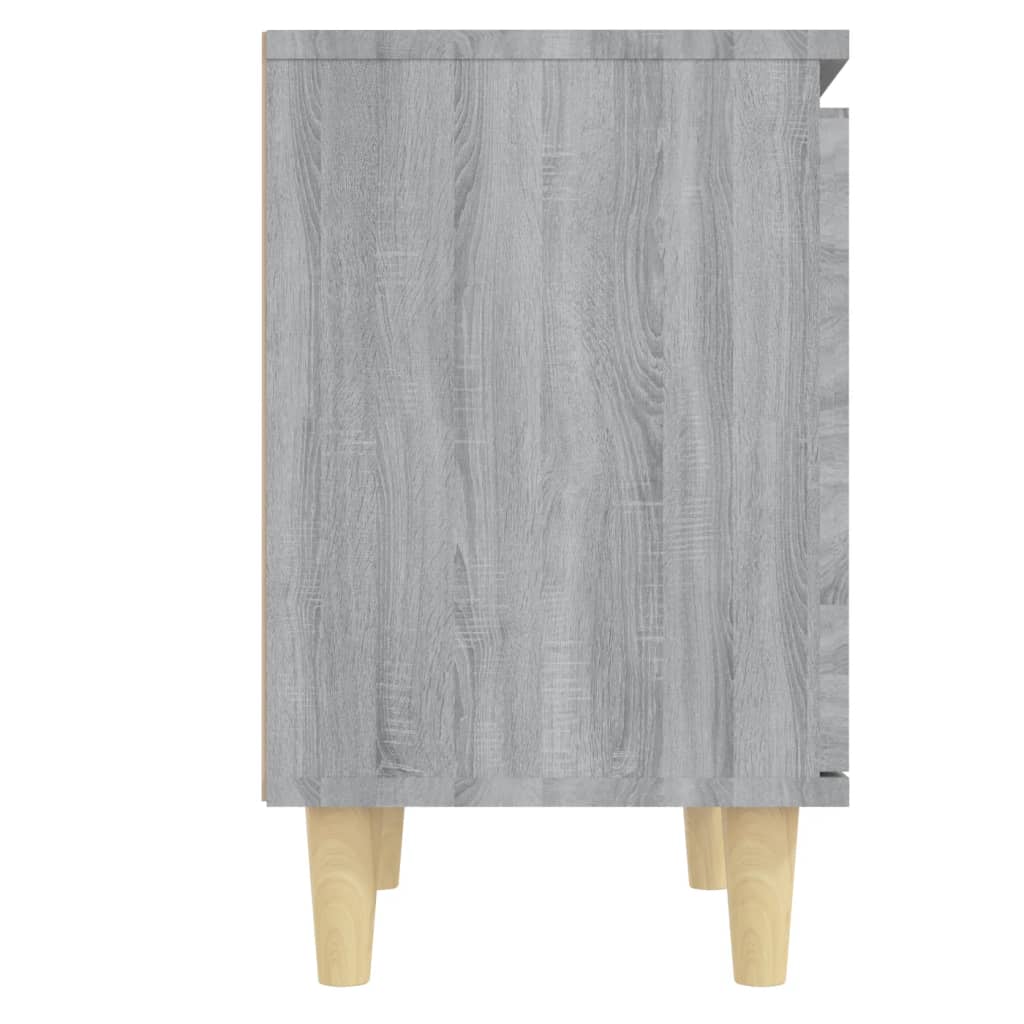 vidaXL Yöpöytä täyspuujaloilla harmaa Sonoma 40x30x50 cm