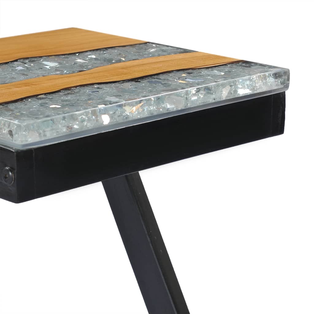 vidaXL Sohvapöytä 30x30x50 cm täysi tiikki ja polyesterihartsi