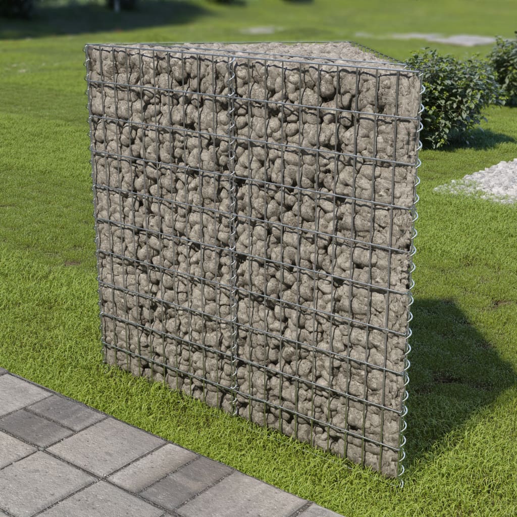 vidaXL Korotettu kivikori/kukkalaatikko galvanoitu teräs 75x75x100 cm