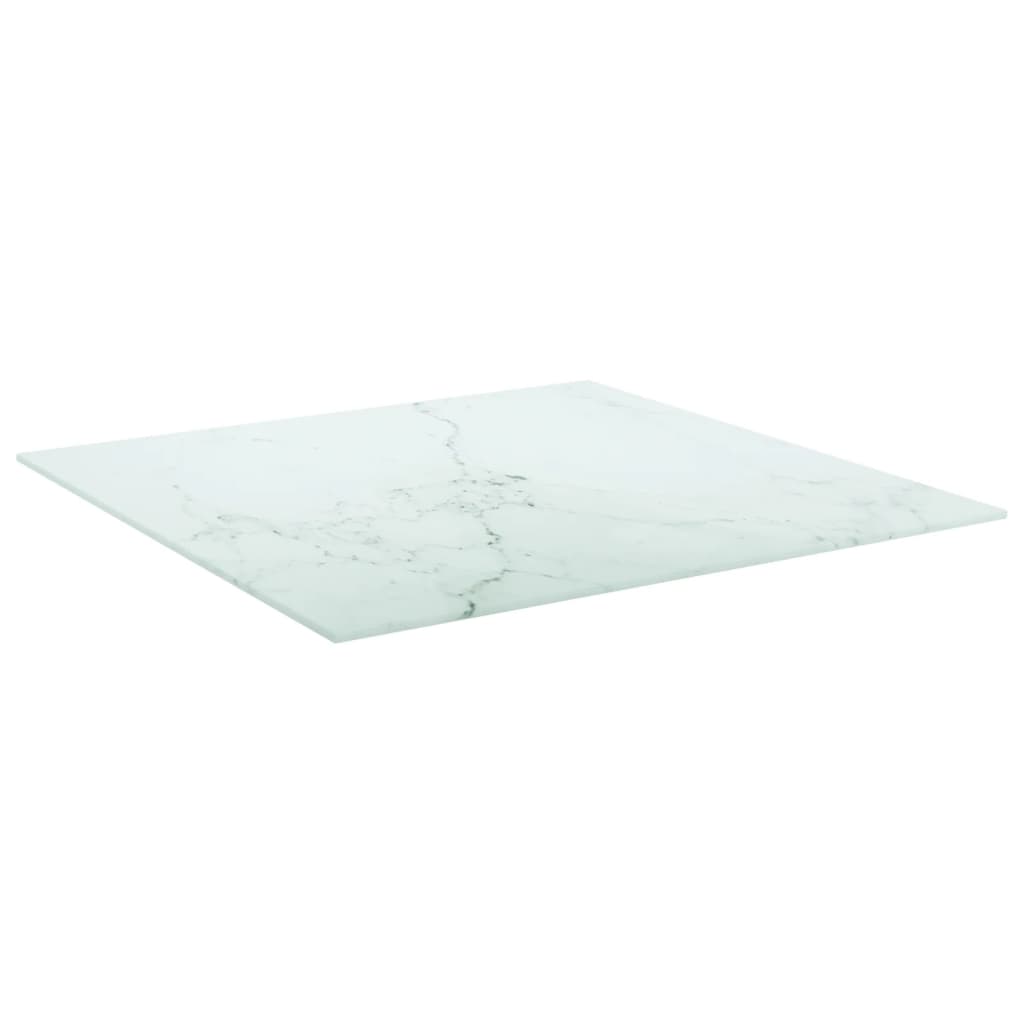 vidaXL Pöytälevy valkoinen 60x60 cm 6 mm karkaistu lasi marmorikuvio