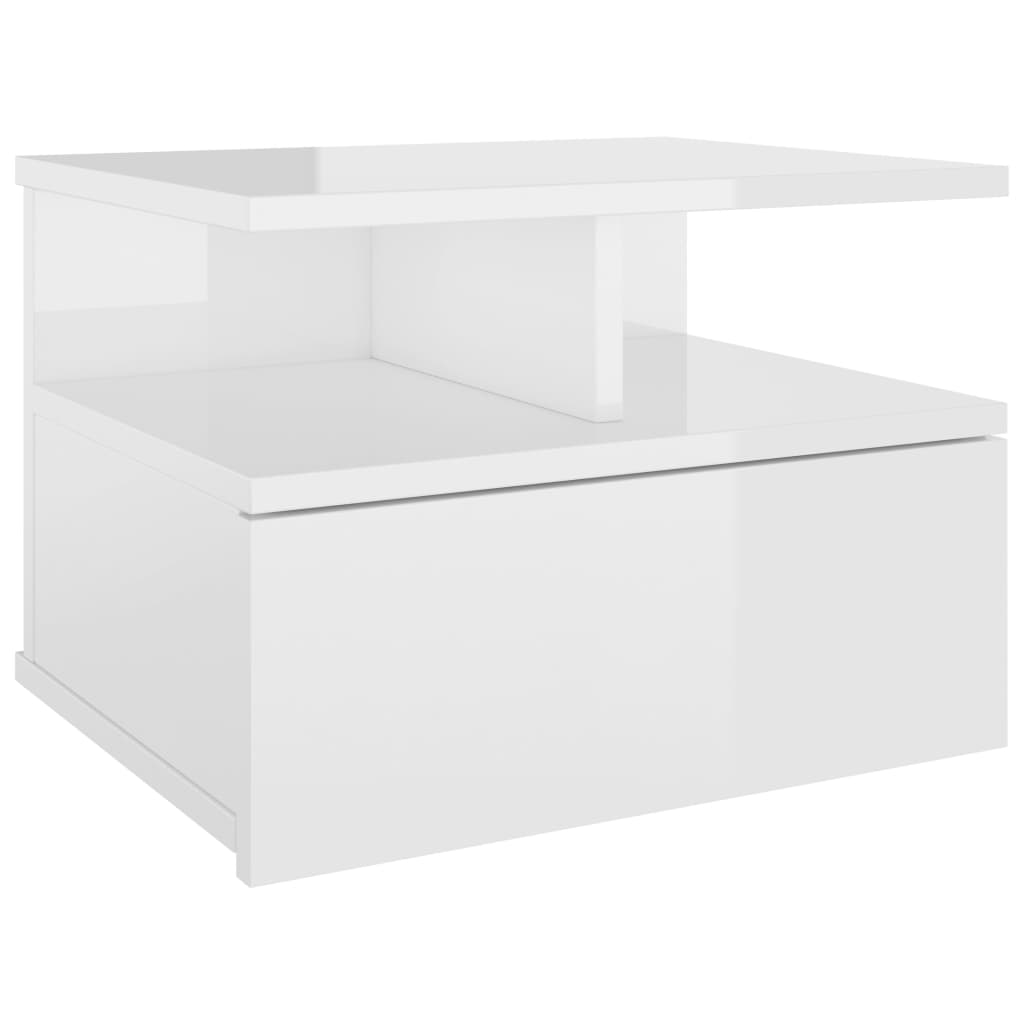 vidaXL Kelluva yöpöytä korkeakiilto valkoinen 40x31x27 cm lastulevy