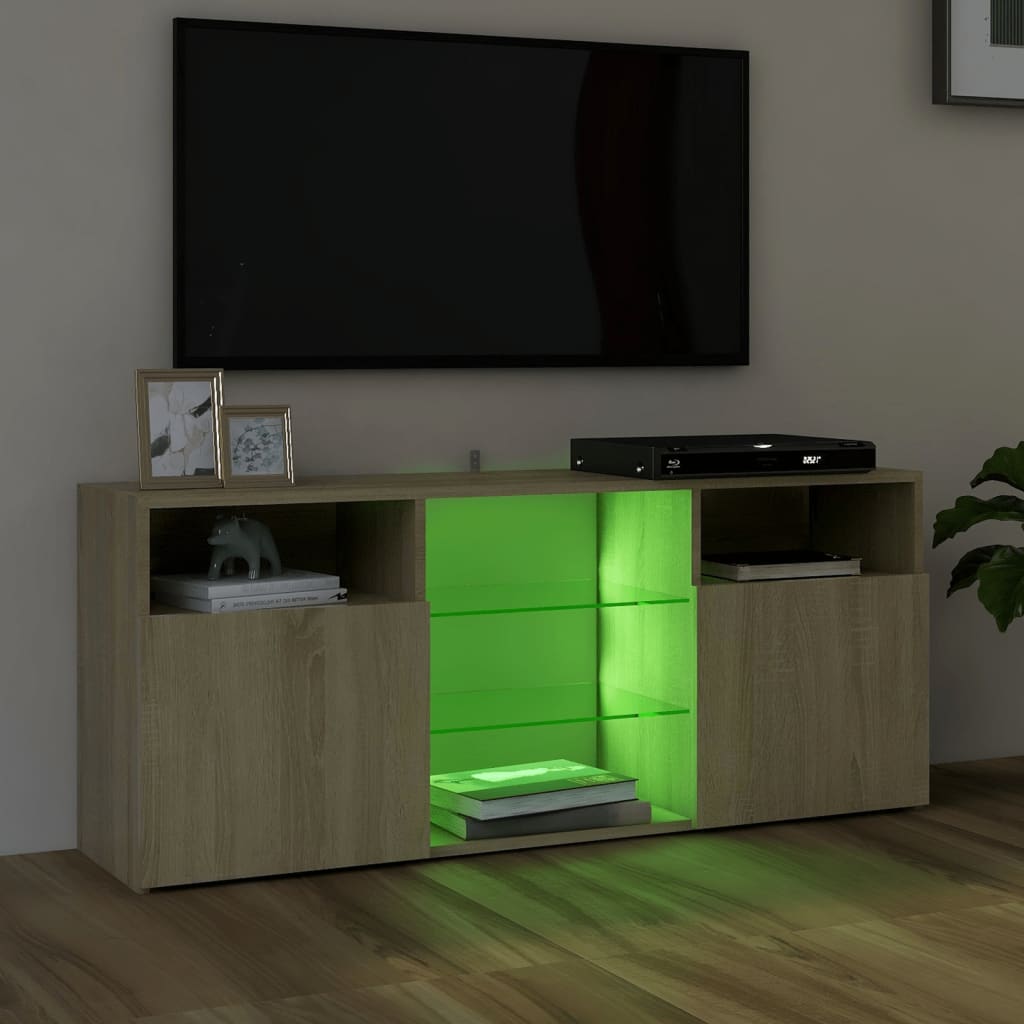 vidaXL TV-taso LED-valoilla Sonoma-tammi 120x30x50 cm