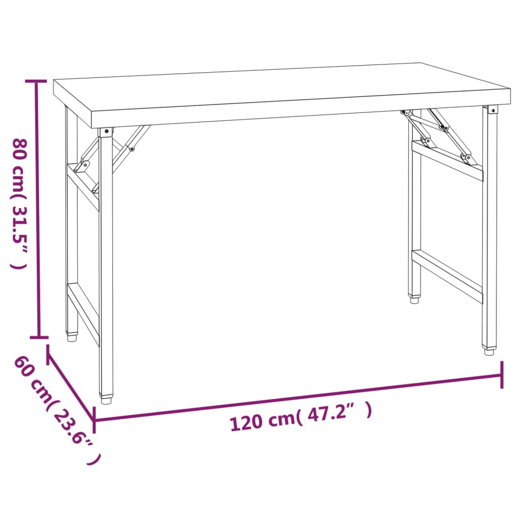 vidaXL Keittiön työpöytä ylähyllyllä 120x60x115 cm ruostumaton teräs