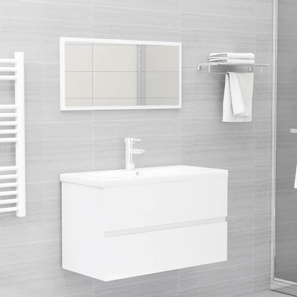 vidaXL 2-osainen kylpyhuonekalustesarja korkeakiilto valk. lastulevy