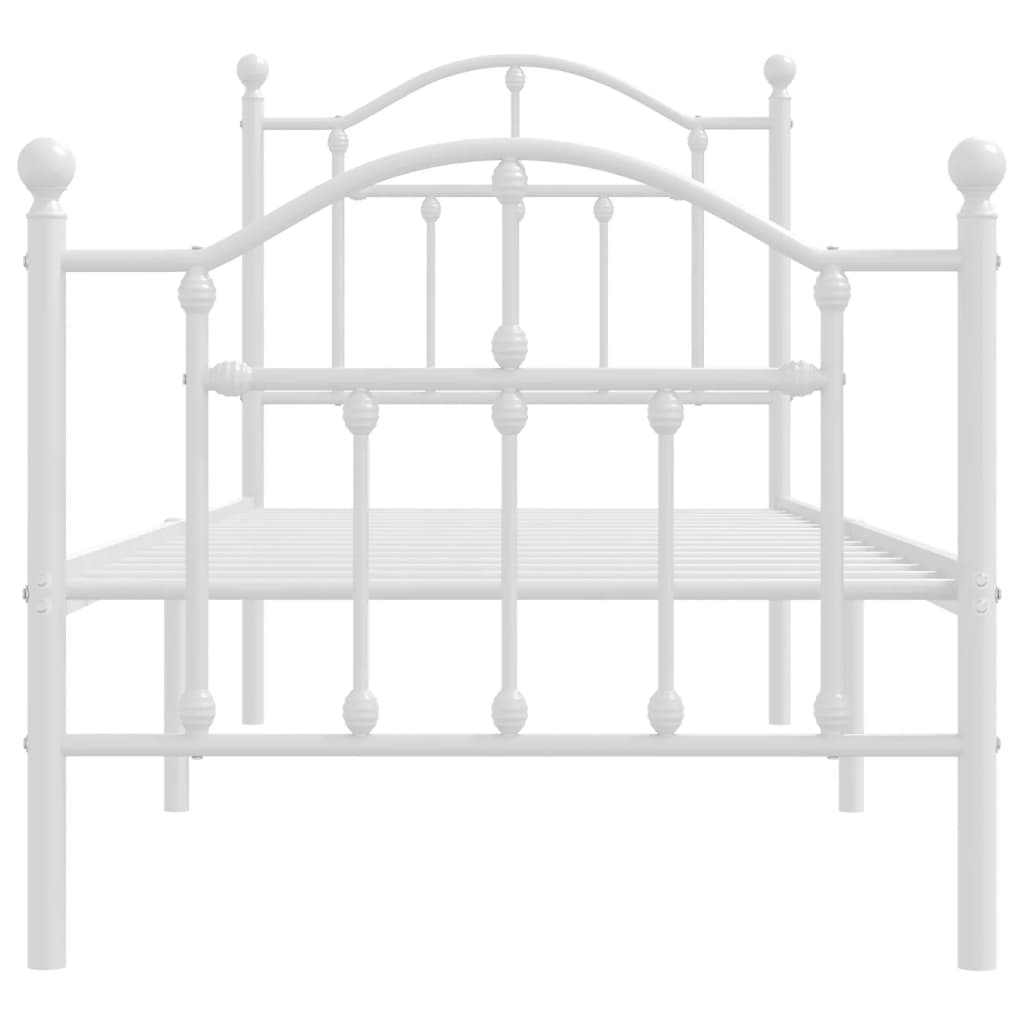 vidaXL Metallinen sängynrunko päädyillä valkoinen 75x190 cm