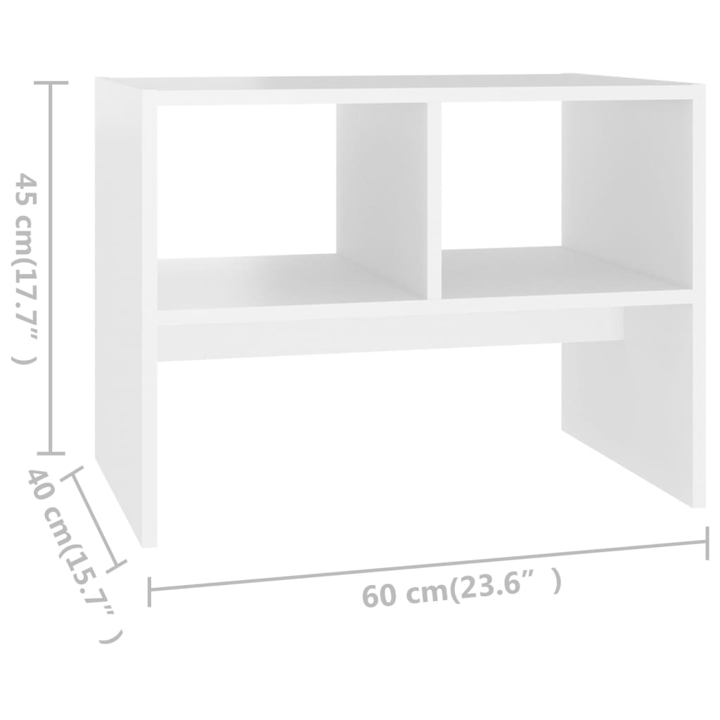 vidaXL Sivupöytä valkoinen 60x40x45 cm lastulevy