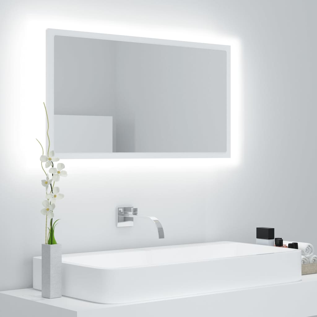 vidaXL LED-kylpyhuonepeili valkoinen 80x8,5x37 cm akryyli