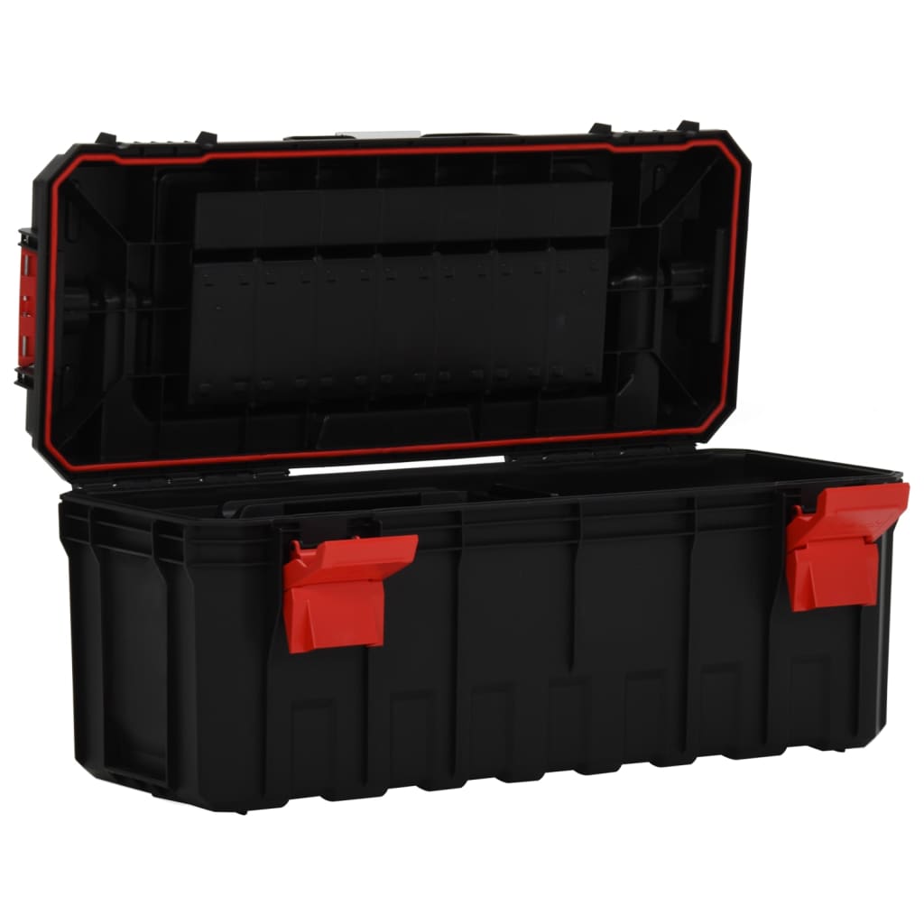 vidaXL Työkalulaatikko musta ja punainen 65x28x31,5 cm