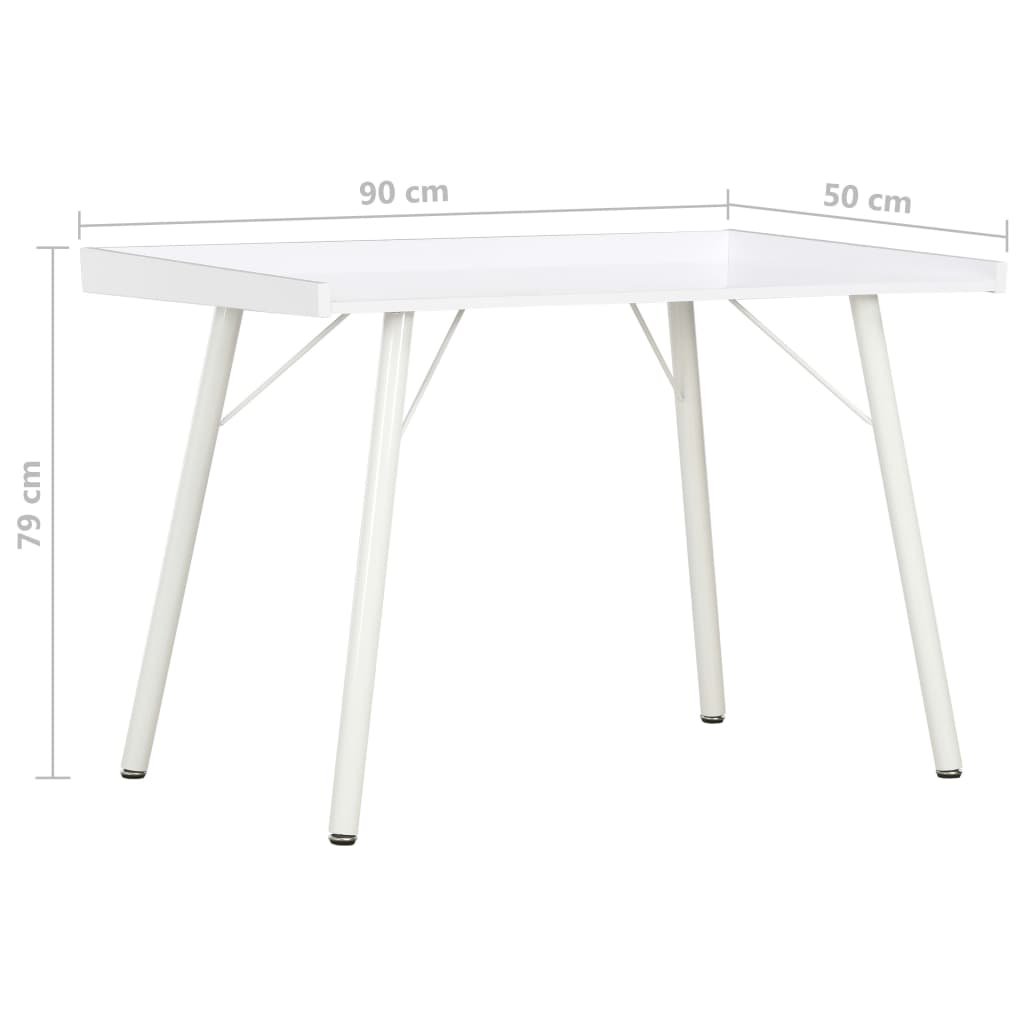vidaXL Työpöytä valkoinen 90x50x79 cm