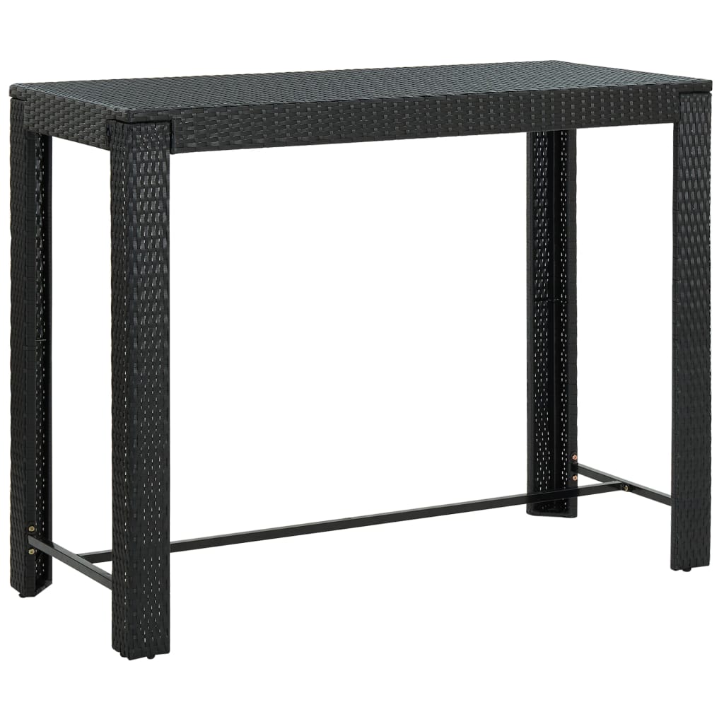 vidaXL Puutarhan baaripöytä musta 140,5x60,5x110,5 cm polyrottinki