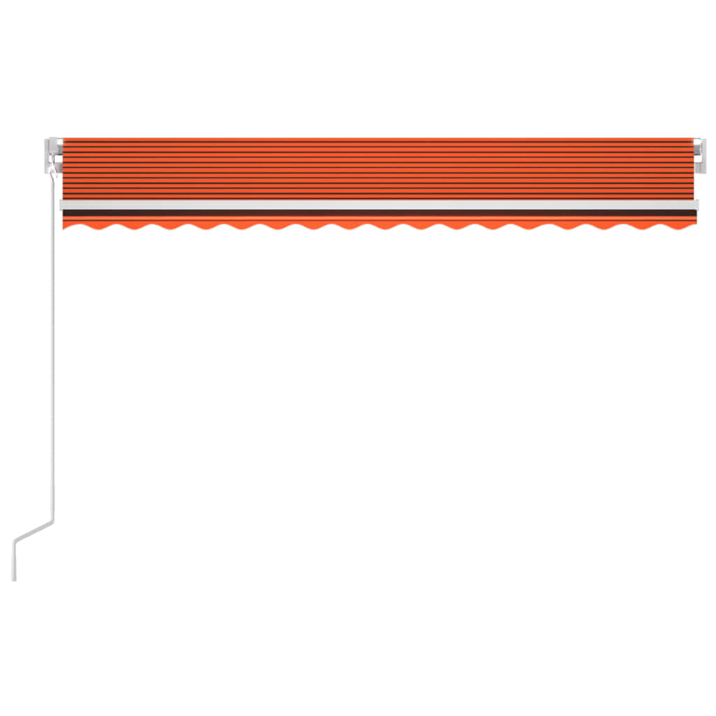 vidaXL Sisäänkelattava markiisi LED/tuulisens. 400x300cm oranssiruskea