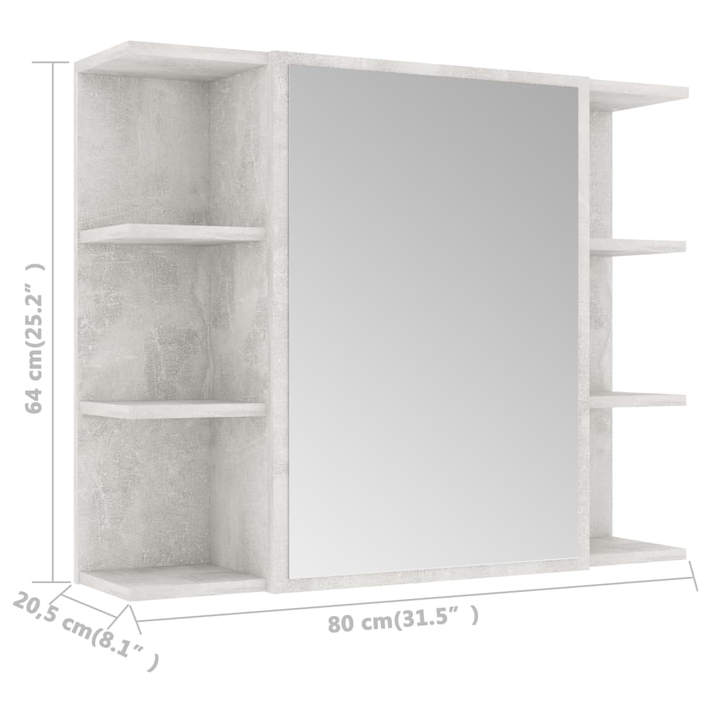 vidaXL 3-osainen kylpyhuonekalustesarja betoninharmaa lastulevy