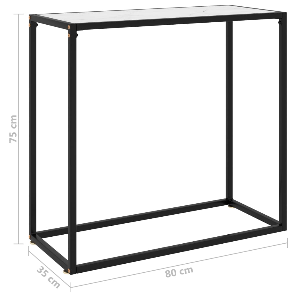 vidaXL Konsolipöytä valkoinen 80x35x75 cm karkaistu lasi