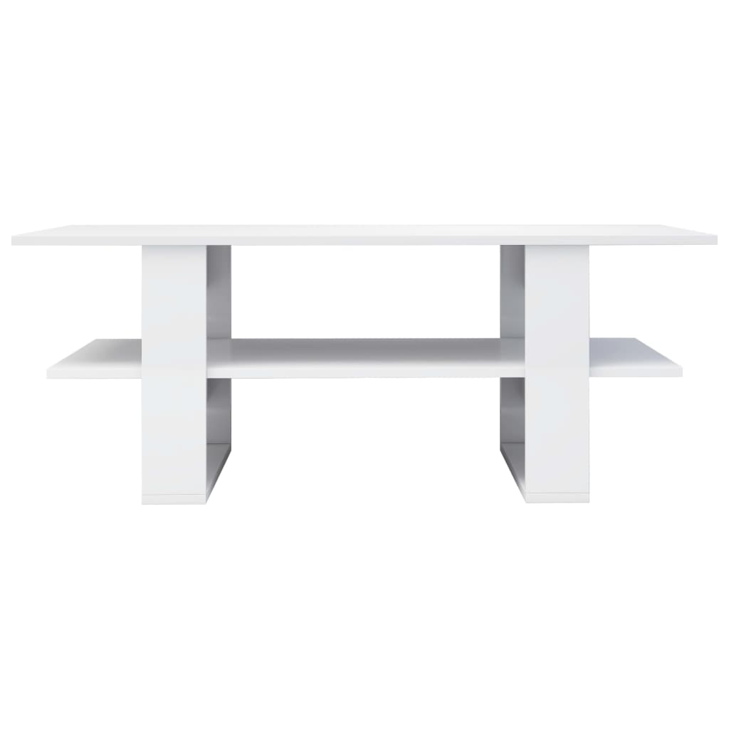 vidaXL Sohvapöytä korkeakiilto valkoinen 110x55x42 cm lastulevy