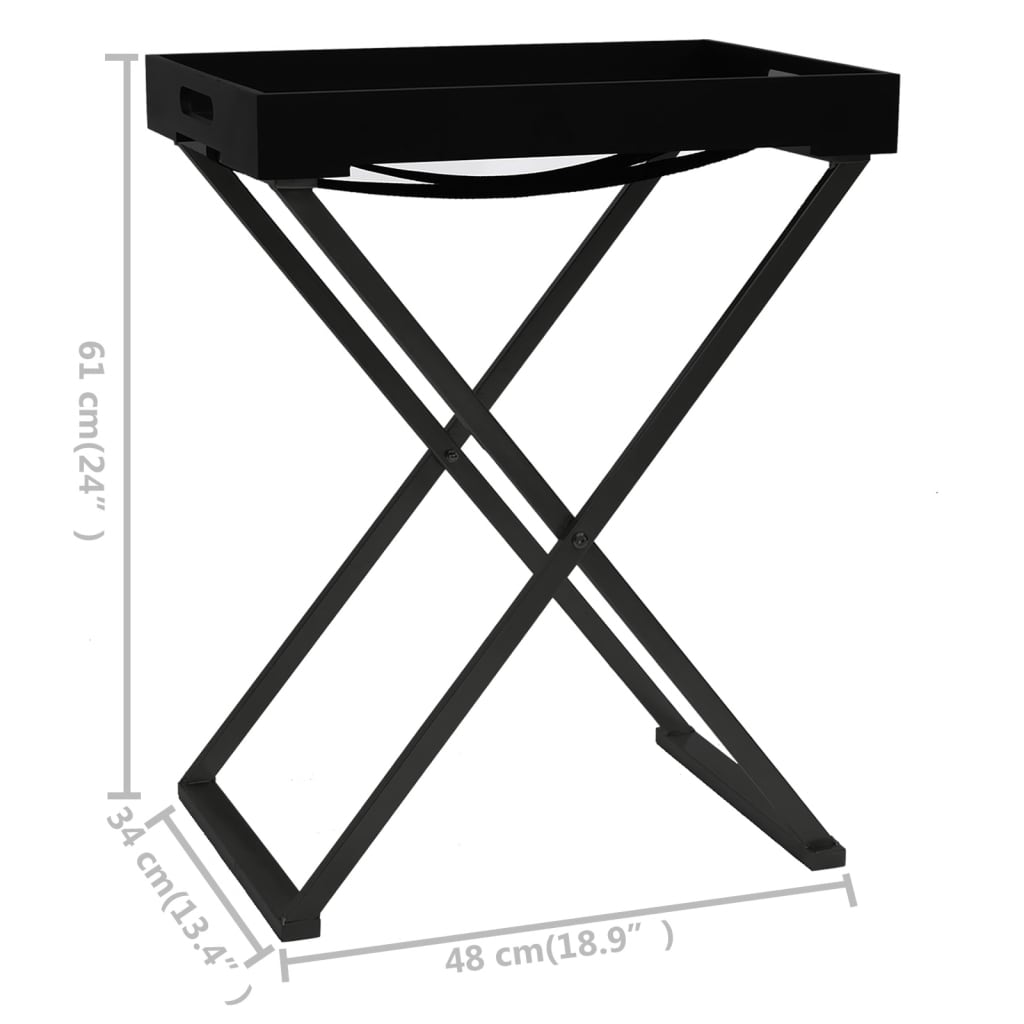 vidaXL Kokoontaitettava pöytä musta 48x34x61 cm MDF