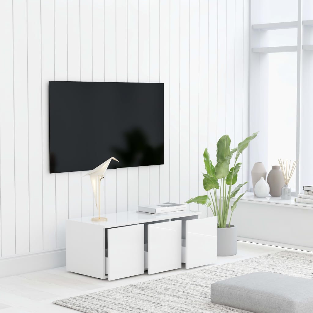 vidaXL TV-taso korkeakiilto valkoinen 80x34x30 cm lastulevy