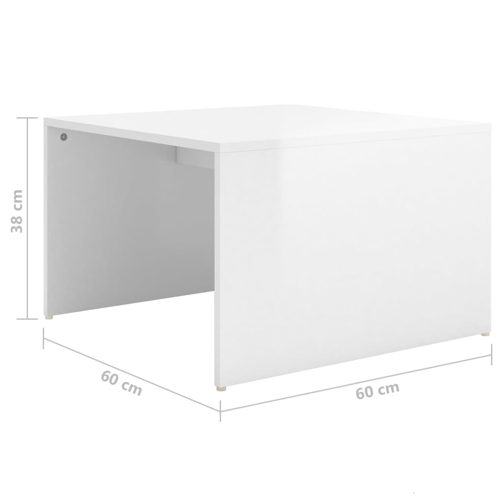 vidaXL 3-osainen sohvapöytäsarja korkeakiilto valkoinen 60x60x38 cm