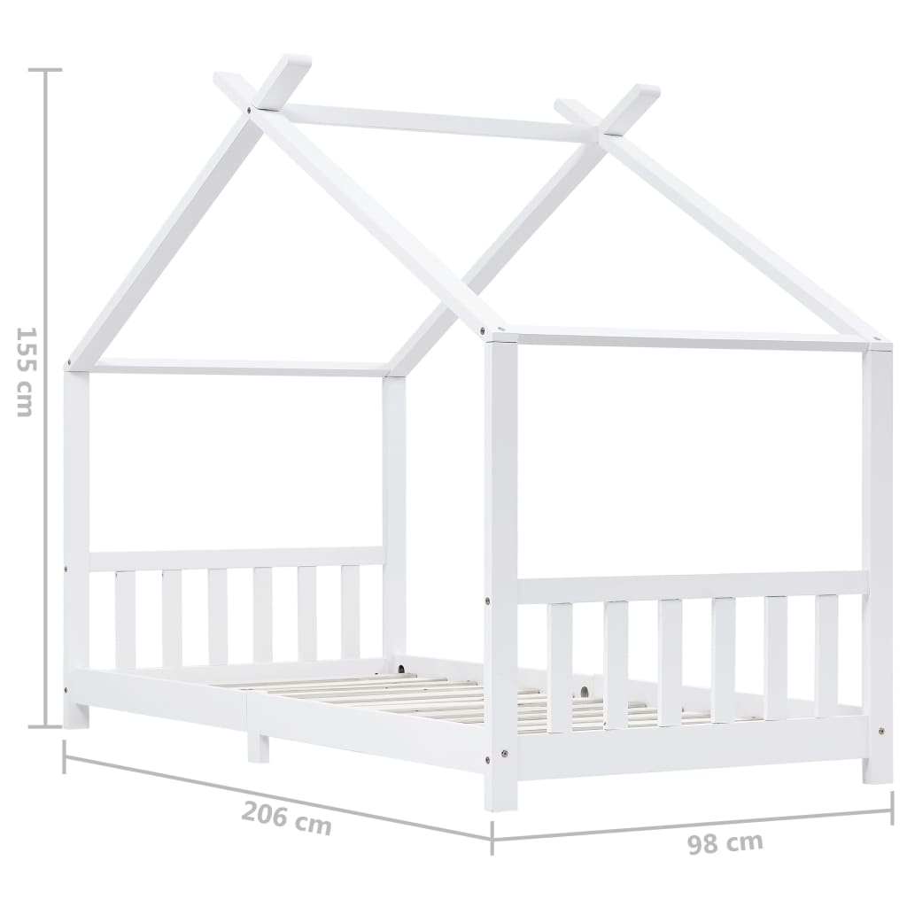 vidaXL Lasten sängynrunko valkoinen täysi mänty 90x200 cm
